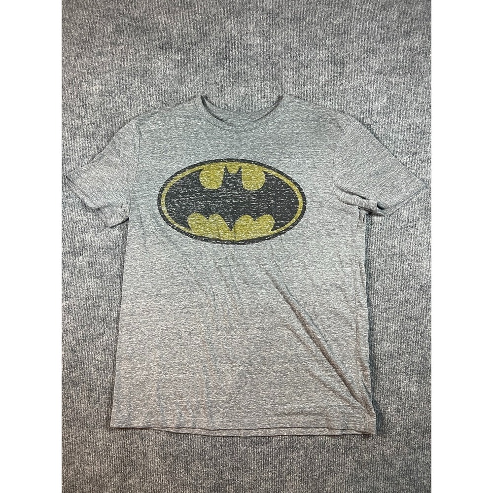 BATMAN ORIGINAL LOGO BLACK YELLOW DISTRESS T SHIRT OFFICIAL ITEM GRAY